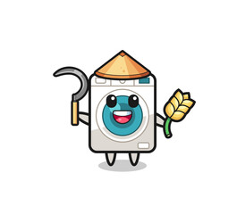 washing machine Asian farmer holding paddy