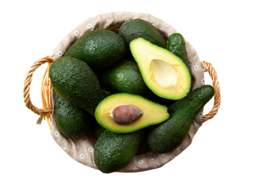 Basket with avocado. Transparent. - Powered by Adobe
