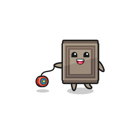 cartoon of cute carpet playing a yoyo