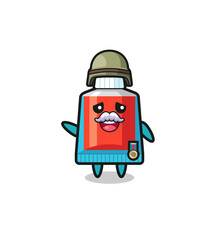 cute toothpaste as veteran cartoon