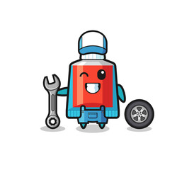 the toothpaste character as a mechanic mascot