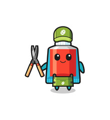 Naklejka premium cute toothpaste as gardener mascot