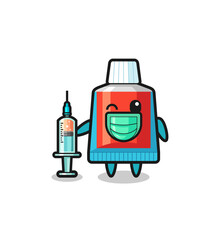 toothpaste mascot as vaccinator