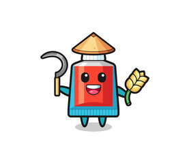 toothpaste Asian farmer holding paddy