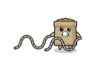 illustration of wheat sack doing battle rope workout