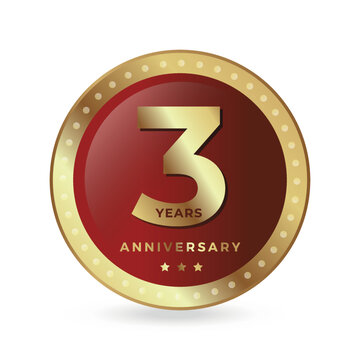 3rd Third Anniversary Celebrating icon logo label Vector event gold color shield