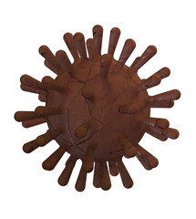 brown rusty textured virus sphere isolated 3D illustration