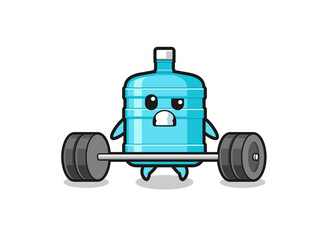 Fototapeta premium cartoon of gallon water bottle lifting a barbell