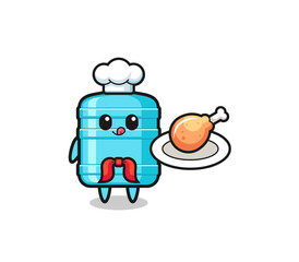 gallon water bottle fried chicken chef cartoon character