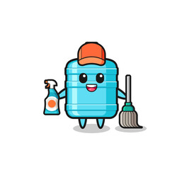 cute gallon water bottle character as cleaning services mascot