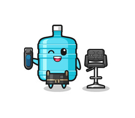 gallon water bottle barbershop is holding a trimer