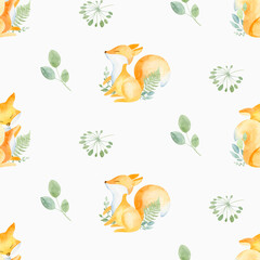 Obraz premium Watercolor seamless pattern floral background flowers, plants, leaves. Australian plants. for fabric, textile, baby design, packaging