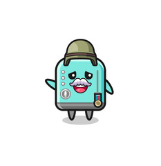 cute toaster as veteran cartoon