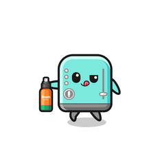 cute toaster holding mosquito repellent
