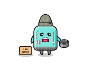 cute toaster beggar cartoon character