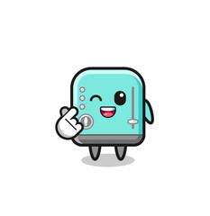 toaster character doing Korean finger heart