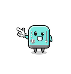 toaster mascot pointing top left