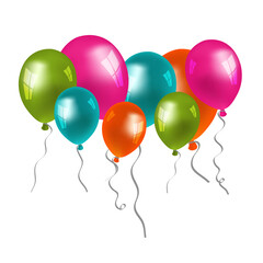 Birthday party decorations balloons. Transparent PNG background.