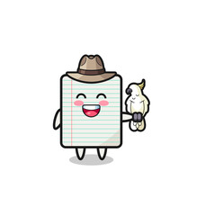 paper zookeeper mascot with a parrot