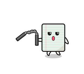 cartoon of paper using nunchaku