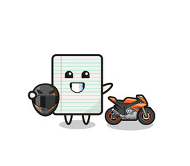 cute paper cartoon as a motorcycle racer