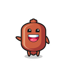 happy sausage cute mascot character