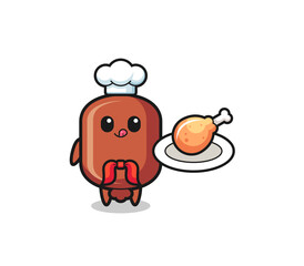 sausage fried chicken chef cartoon character