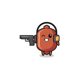 illustration of sausage cartoon doing shooting range