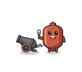 Fototapeta premium cute sausage shoot using cannon