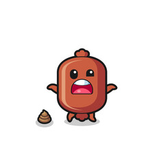 sausage earth surprised to meet poop