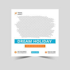 Travel agency social media instagram post or social media web banner Premium Vector