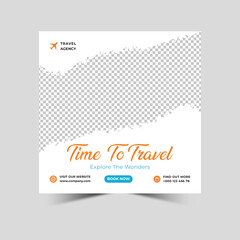 Travel agency social media instagram post or social media web banner Premium Vector