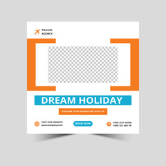 Obraz premium Travel agency social media instagram post or social media web banner Premium Vector