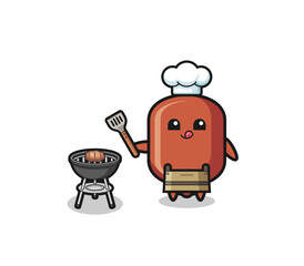 sausage barbeque chef with a grill