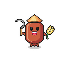 Obraz premium sausage Asian farmer holding paddy
