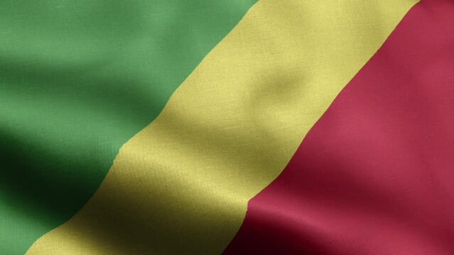 Flag Of Congo Republic - Congo Republic Flag High Detail - National flag Congo Republic wave Pattern loopable Elements - Fabric texture and endless loop - Highly Detailed Flag - The flag of fluttering