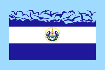 El Salvador flag with freedom concept, El Salvador flag transforming into flying birds vector