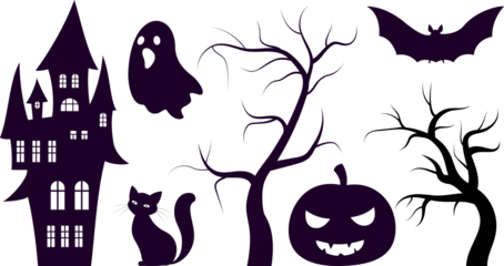 Fotobehang set of black silhouettes of halloween clip art © Olga