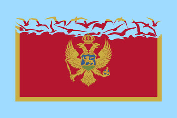 Montenegro flag with freedom concept, Montenegro flag transforming into flying birds vector