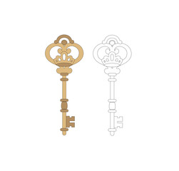 ANCIENT GOLD KEY WITH BAROQUE STYLE DOCPRATIONS