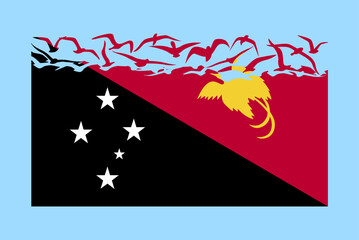 Papua New Guinea flag with freedom concept, Papua New Guinea flag transforming into flying birds vector