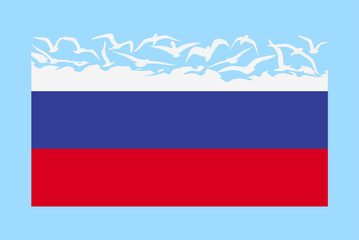 Russia flag with freedom concept, Russia flag transforming into flying birds vector