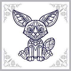 Fennec fox mandala arts isolated on white background