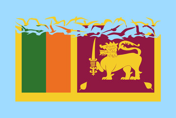 Sri Lanka flag with freedom concept, Sri Lanka flag transforming into flying birds vector