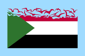 Sudan flag with freedom concept, Sudan flag transforming into flying birds vector