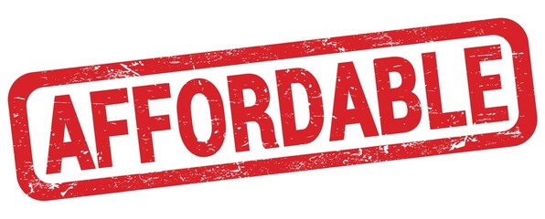 AFFORDABLE text written on red rectangle stamp.