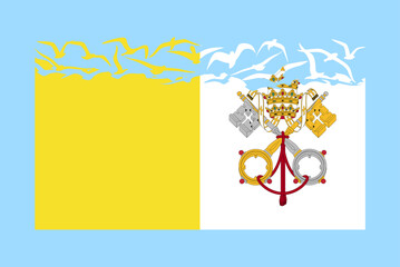 Vatican flag with freedom concept, Vatican flag transforming into flying birds vector