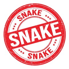 SNAKE text written on red round stamp sign
