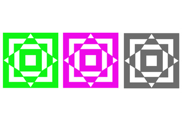 image of three colored squares with a perspective inside