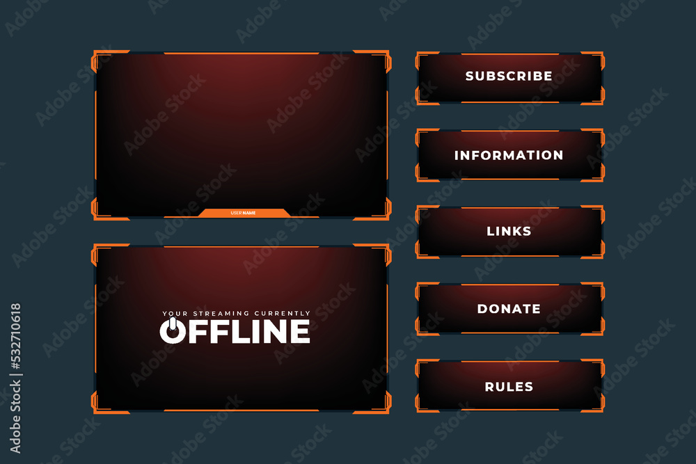 Poster broadcast gaming overlay design with abstract digital shapes. stylish gaming overlay and screen inte